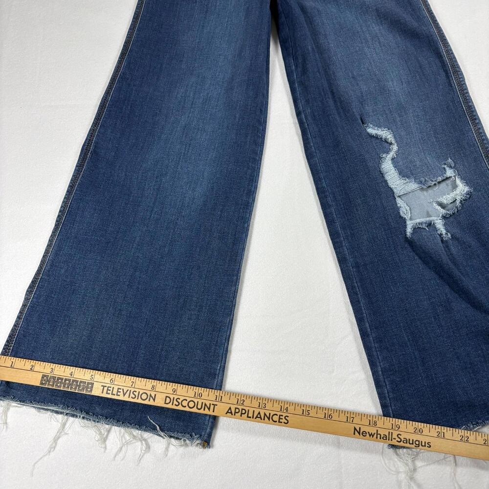 Indigo Rein Wide Leg Jeans Womens 3/25 Distressed Frayed Retro Y2K Grunge Denim - Picture 4 of 7